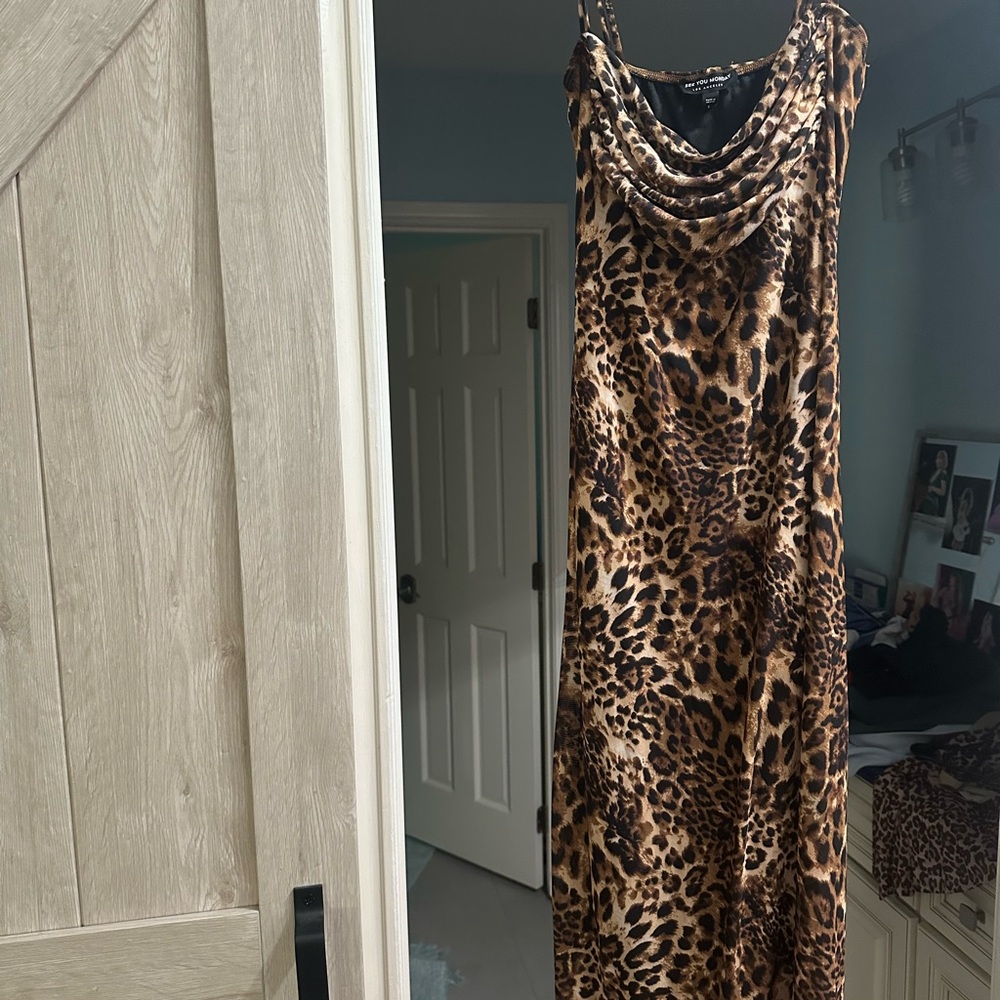 See You Monday Leopard Print Maxi Dress